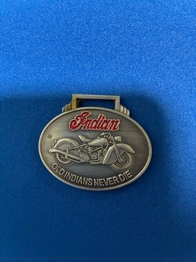 Indian Motorcycle Pendant - Silver with Red Logo